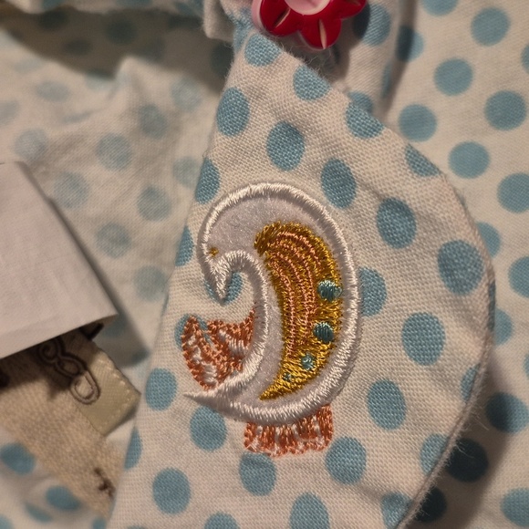 Coco Bonbons girls size 6 white with mint green dots, flower buttons, VGUC - Picture 7 of 7